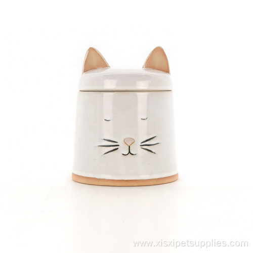 Pet Supplies White Ceramic Cat Shaped Container